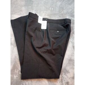 Nordstrom Open Edit Pants Mens Solid Slim Fit Wool Blend Sz 36 Reg Black Stretch